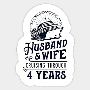 Husband And Wife Cruise Partners 4 Years 4th Anniversary Sticker